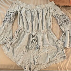 Blush Sky Blue Off-Shoulder Romper